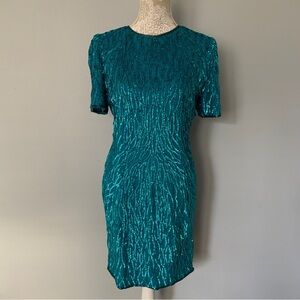 Stenay // vintage blue sequin, silk fitted mini dress size 8 wk2